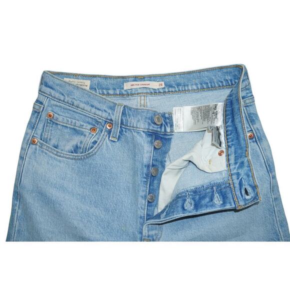 Levi’s Premium Ribcage Straight Jeans Size 28 Distressed High Rise Button Fly - Picture 4 of 6